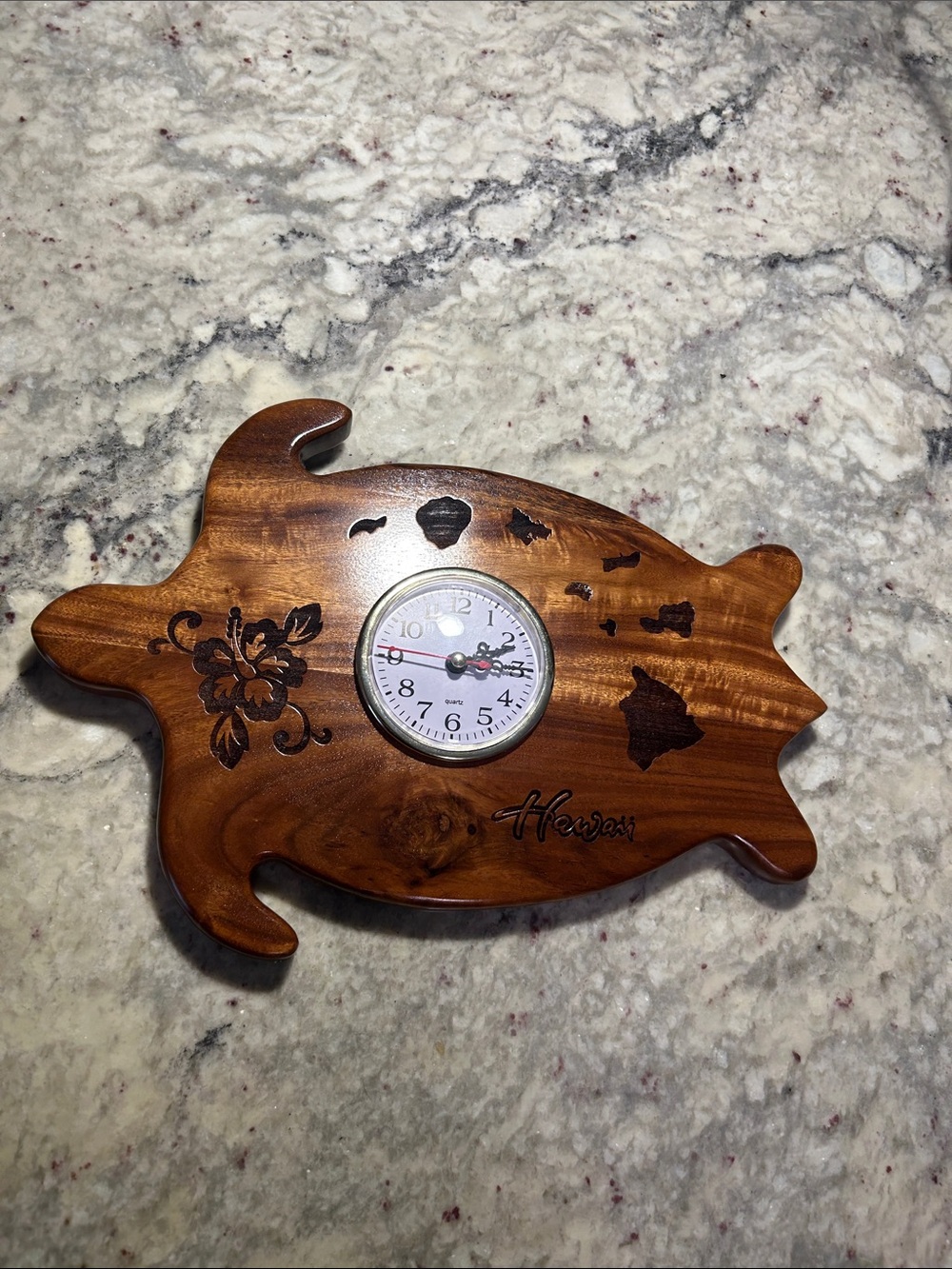 Wooden Sea Turtle Wall Clock - Brown